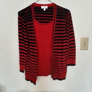 Allison Brittney Red and black cardigan with built in top size medium